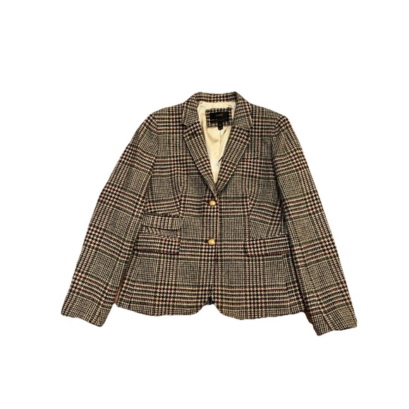 J Crew School Boy Blazer 10 Plaid Houndstooth Wool Blend Academia Preppy - Picture 6 of 12
